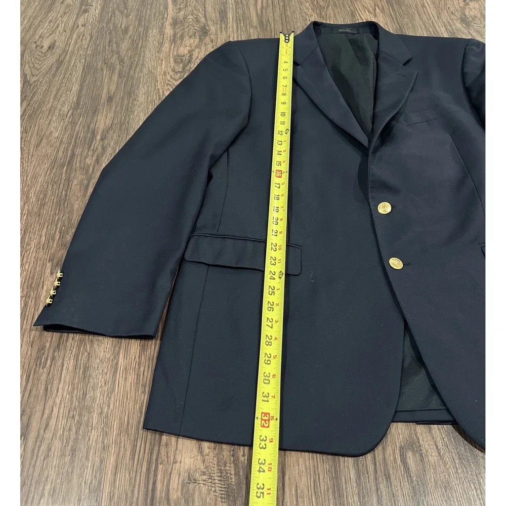 LRL Lauren Ralph Lauren Mens Color Navy Blue Gold Button Wool  44L
